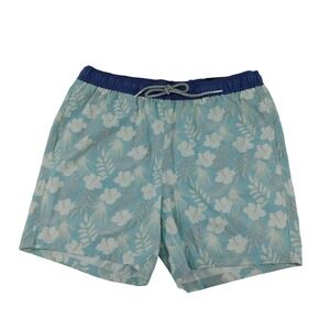 Rainforest Mens Swim Trunks‎ Shorts Floral Teal Green Drawstring Elastic Waist L